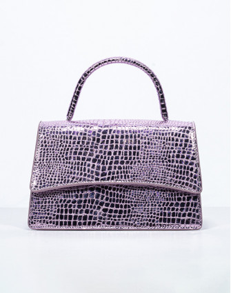 Виолетова кожена чанта ALICE