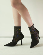 МОСТРА No37 - BOOT ANNA 95 BLACK SUEDE AND STAR EMBROIDERY