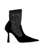 МОСТРА No37 - BOOT ANNA 95 BLACK SUEDE AND STAR EMBROIDERY