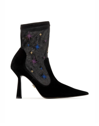 Ботуши ANNA BOOT 95 BLACK SUEDE AND STAR EMBROIDERY