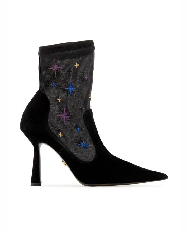 Ботуши ANNA BOOT 95 BLACK SUEDE AND STAR EMBROIDERY