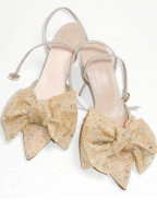 Обувки BOW SLIPPER 75 BEIGE NAPPA AND GLITTER