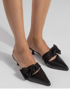 Обувки SIDE TIE MULE 45 BLACK NAPPA AND MESH