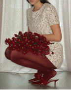 Обувки SIDE TIE MULE 45 BORDEAUX NAPPA AND MESH