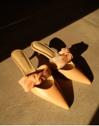 Обувки SIDE TIE MULE 45 TAN NAPPA AND MESH