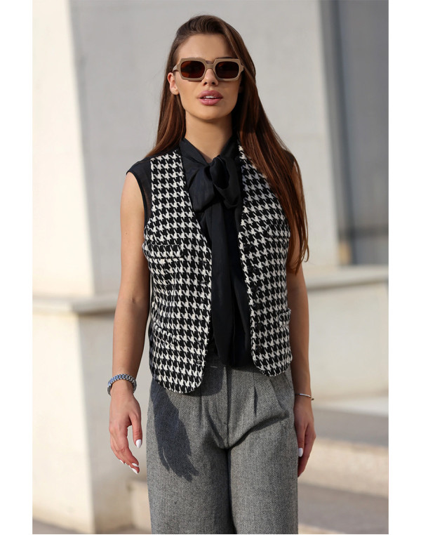 Елек HOUNDSTOOTH BLACK & ECRU