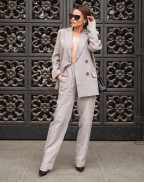 Ленен блейзър CHOCOLATE AND CREAM HOUNDSTOOTH