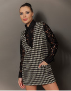 Мини вълнена рокля HOUNDSTOOTH