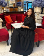 Рокля ALLURE LACE & WOOL MIDI BLACK