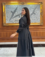 Рокля ALLURE LACE & WOOL MIDI GRAPHITE