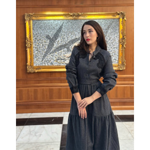 Рокля ALLURE LACE & WOOL MIDI GRAPHITE