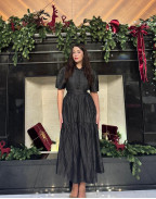 Рокля ALLURE TAFFETA MIDI GRAPHITE SQUARE