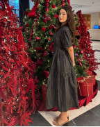 Рокля ALLURE TAFFETA MIDI GRAPHITE SQUARE