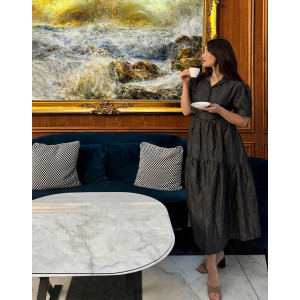 Рокля ALLURE TAFFETA MIDI GRAPHITE SQUARE