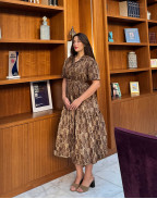 Рокля ALLURE TAFFETA MIDI LEOPARD PRINT