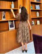 Рокля ALLURE TAFFETA MIDI LEOPARD PRINT