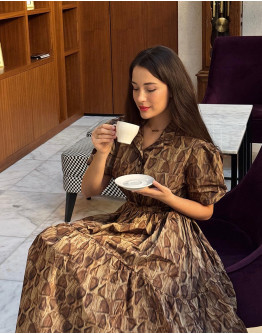 Рокля ALLURE TAFFETA MIDI LEOPARD PRINT