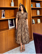 Рокля ALLURE TAFFETA MIDI LEOPARD PRINT