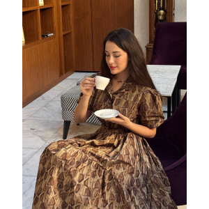 Рокля ALLURE TAFFETA MIDI LEOPARD PRINT