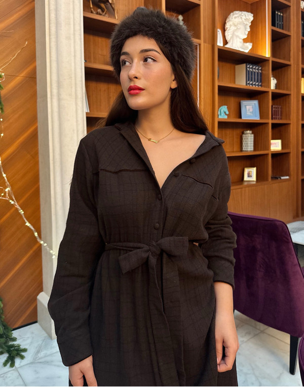 Рокля CHOCOLATE BROWN PLAID WOOL