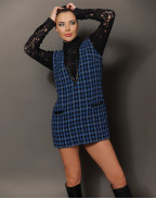 Мини вълнена рокля BLUE GINGHAM