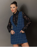 Мини вълнена рокля BLUE GINGHAM