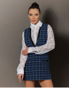 Мини вълнена рокля BLUE GINGHAM