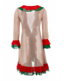 Шифонена рокля тип халат с цветни волани