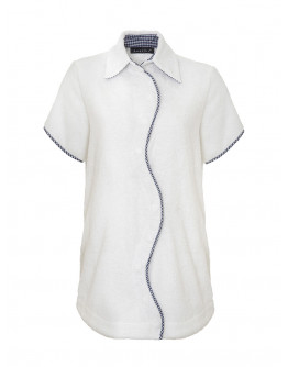 Унисекс овърсайз риза от хавлиен плат в бял цвят