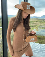 Бъкет шапка GINA BROWN LEATHER