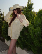 Бъкет шапка GINA LINEN BUTTER YELLOW