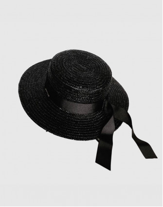 Черна сламена шапка NAPLES