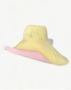 Двустранна розово-жълта бъкет шапка с широка периферия