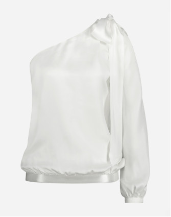 Блуза с едно рамо и панделка