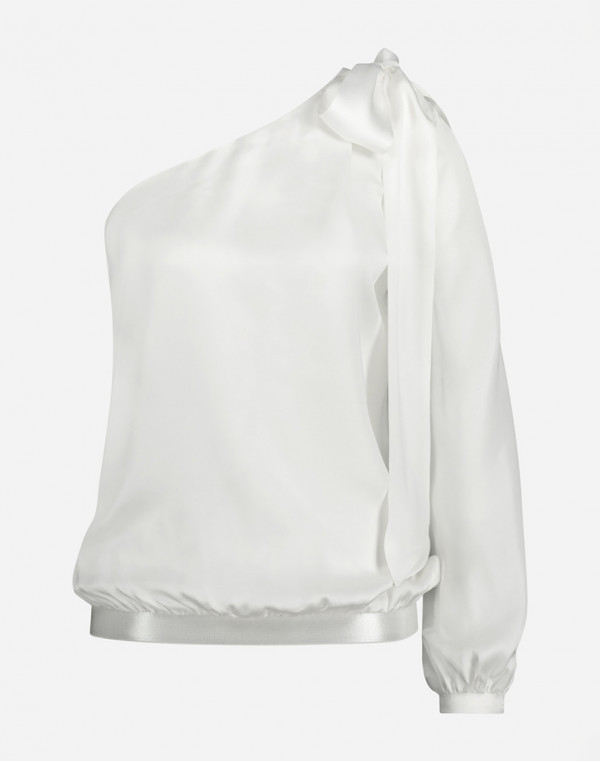 Блуза с едно рамо и панделка