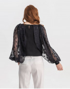 Блуза с копринени ръкави на точки