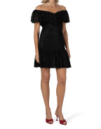 Черна рокля с голи рамене от дантела