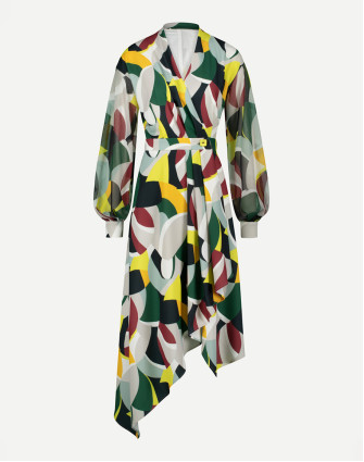 Драпирана рокля в принт