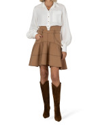 Къса пола с висока талия и волан