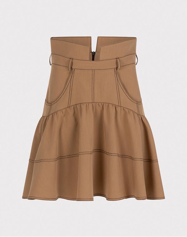 Къса пола с висока талия и волан