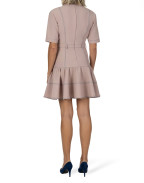 Къса рокля с асиметричен волан пудра