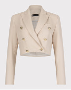 Късо двуредно сако екрю