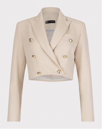 Късо двуредно сако екрю Късо двуредно сако екрю