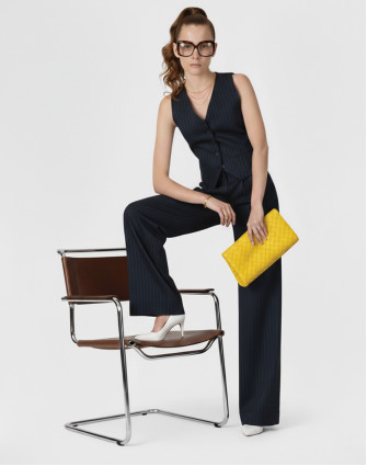 Панталон с висока талия и райе