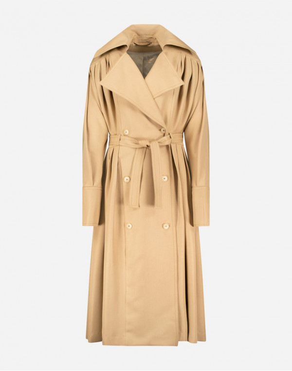 Плисиран тренчкот в екрю