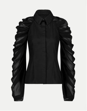 Риза с драпирани ръкави