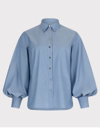 Синя риза с обемни ръкави