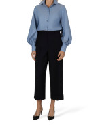 Синя риза с обемни ръкави