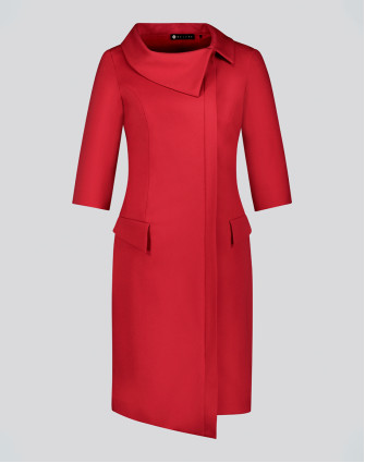 Вталена рокля с асиметрична яка RED