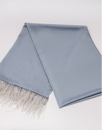 Голям шал с щраусови пера ERIDA BLUE